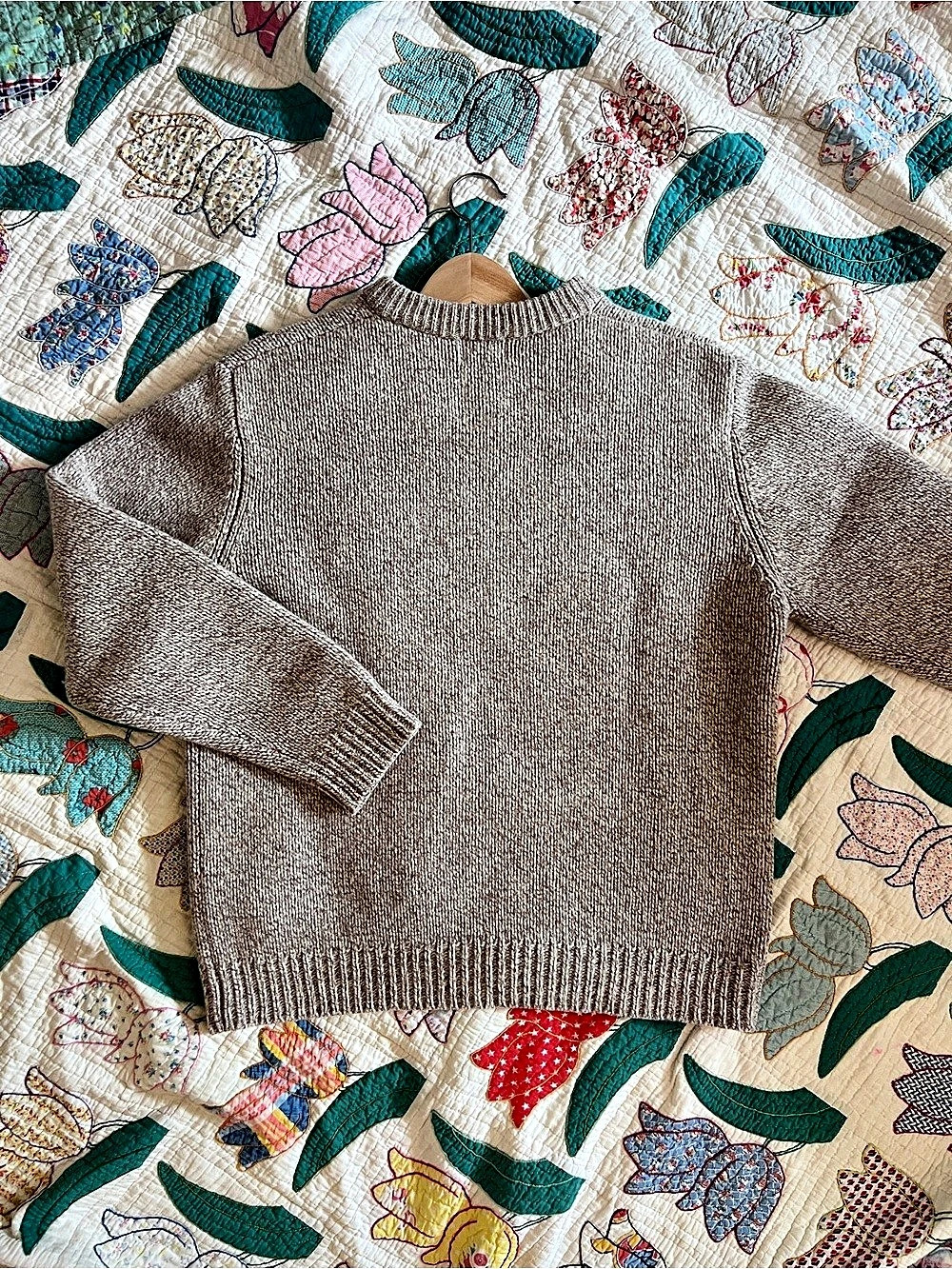 L.L.Bean Classic Lambswool Crewneck Sweater Heather brown Medium men’s